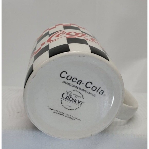 COPY - 1996 Coca-Cola Black & White Checkered Gibson Coffee Cup/Mug 8oz Vintage - Picture 4 of 5